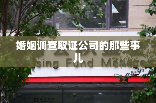 洛江婚姻调查取证公司的那些事儿