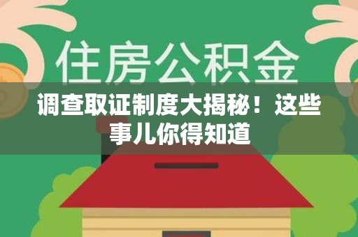 洛江调查取证制度大揭秘！这些事儿你得知道
