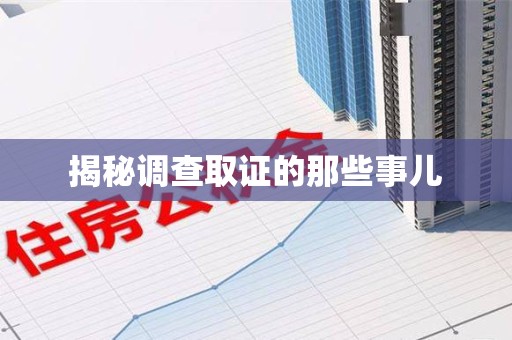 洛江揭秘调查取证的那些事儿