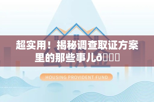 洛江超实用！揭秘调查取证方案里的那些事儿😎