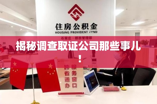 洛江揭秘调查取证公司那些事儿！
