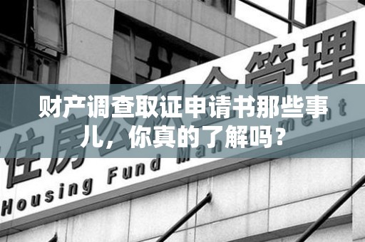 洛江财产调查取证申请书那些事儿，你真的了解吗？