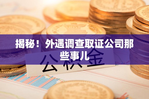 洛江揭秘！外遇调查取证公司那些事儿