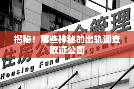 洛江揭秘！那些神秘的出轨调查取证公司