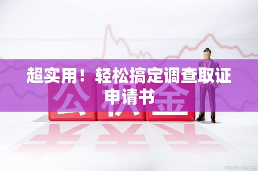 洛江超实用！轻松搞定调查取证申请书