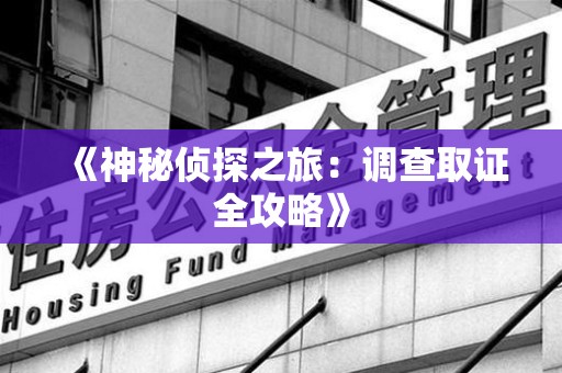 洛江《神秘侦探之旅：调查取证全攻略》