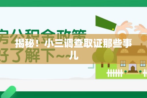 洛江揭秘！小三调查取证那些事儿
