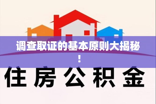 洛江调查取证的基本原则大揭秘！