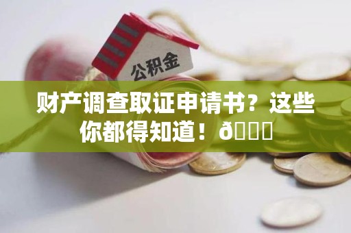 洛江财产调查取证申请书？这些你都得知道！😎