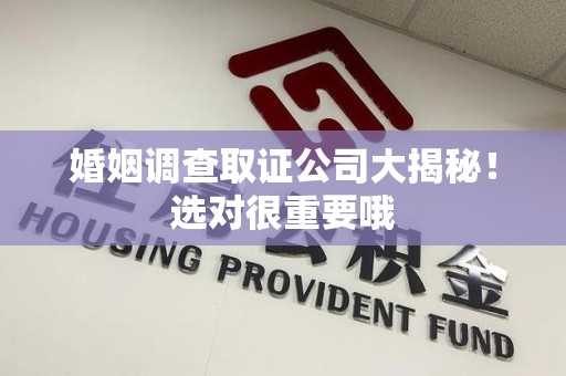 洛江婚姻调查取证公司大揭秘！选对很重要哦